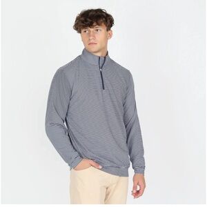 Southern Point Co. Mens Lodge Quarter Zip Navy White Stripe Pullover Size Medium